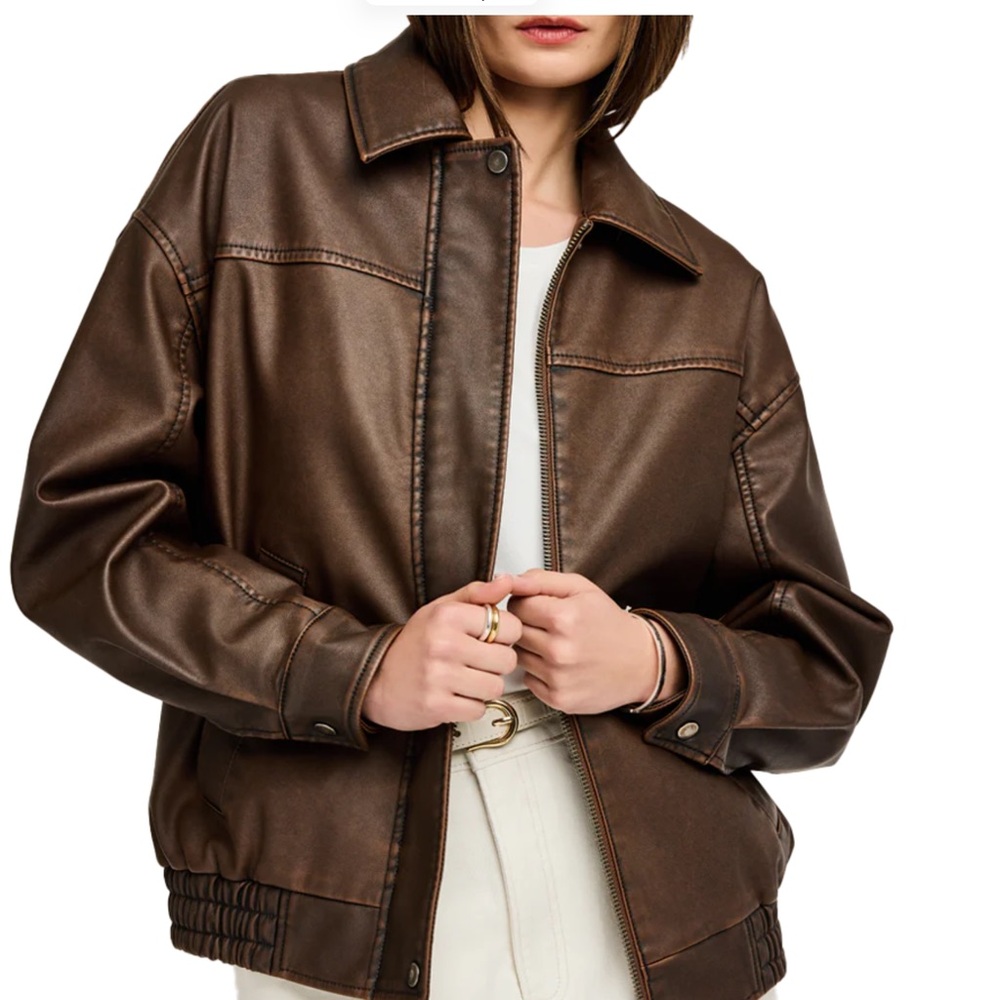 Gentle Fawn Women's Chocolate Brown Faux Leather Zip Jacket